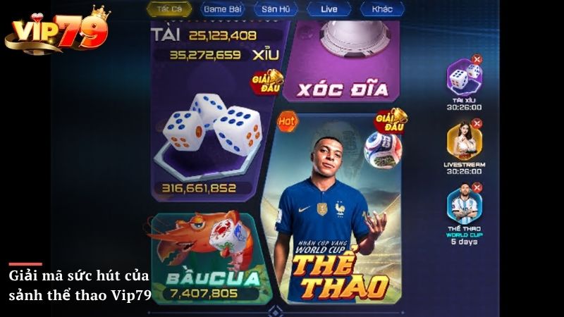 Giải mã sức hút của sảnh thể thao Vip79